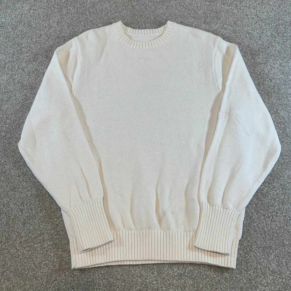 John Galt Brandy Melville Cream Cotton Knit Oversized Crewneck Sweater MH320